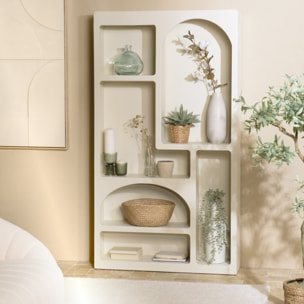 HELENA - Etagère 6 niches 100x26cm en bois peint couleur beige