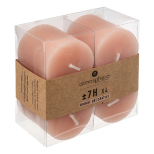 Lot de 4 bougies rustiques rose clair 60g