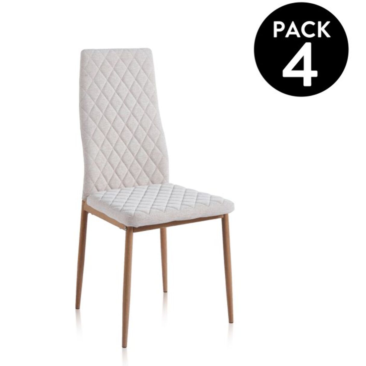 Pack 4 sillas de comedor Crossly Beige - Roble