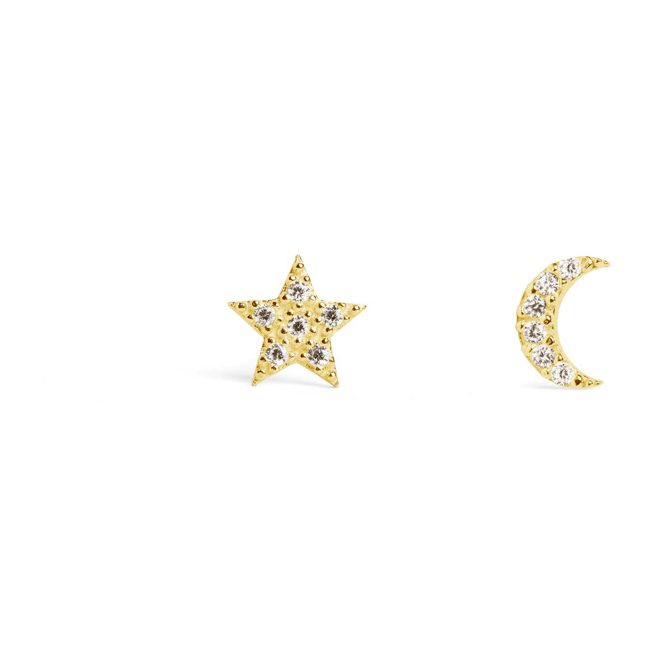 Pendientes Moon & Star Plata Baño Oro
