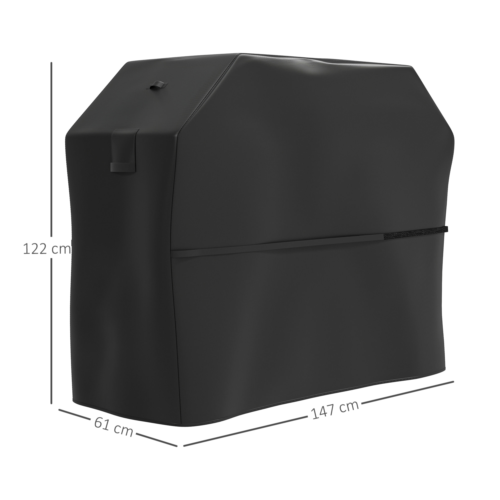 Funda para Barbacoa Exterior Impermeable Funda Protectora para BBQ de Tela Oxford 600D Anti-Viento Anti-Polvo Anti-Humedad Anti-UV Cubierta de Barbacoa con Cierres de Velcro 147x61x122 cm