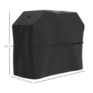 Funda para Barbacoa Exterior Impermeable Funda Protectora para BBQ de Tela Oxford 600D Anti-Viento Anti-Polvo Anti-Humedad Anti-UV Cubierta de Barbacoa con Cierres de Velcro 147x61x122 cm