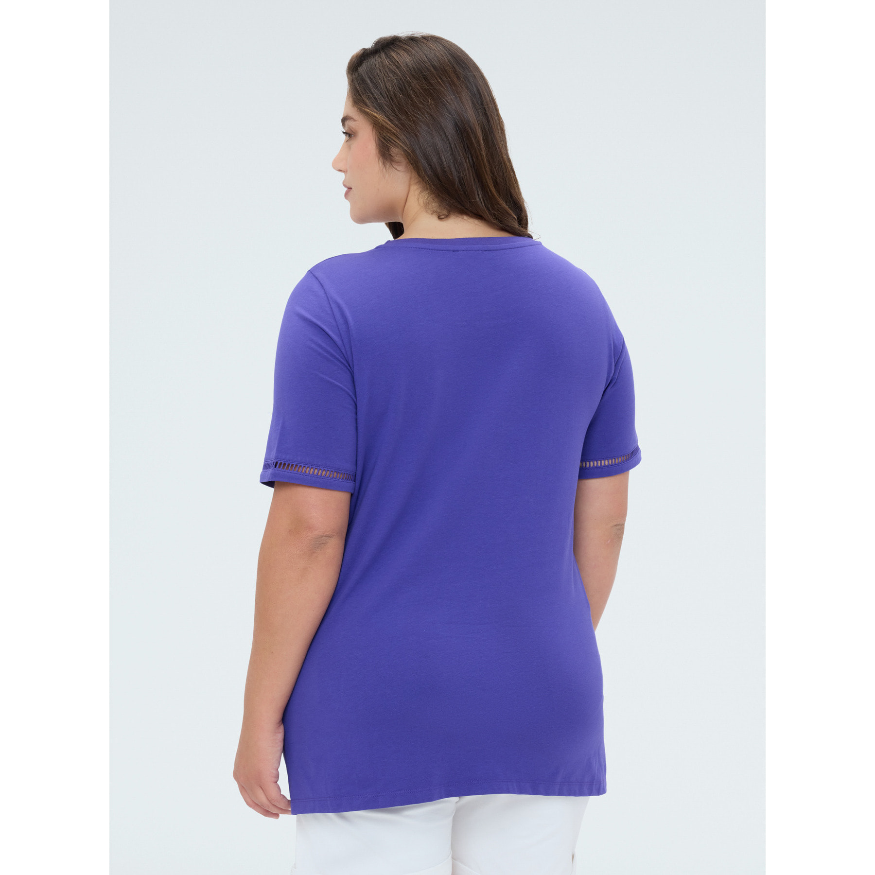 Fiorella Rubino - Camiseta de algodón con letras de lentejuelas - Azul aciano