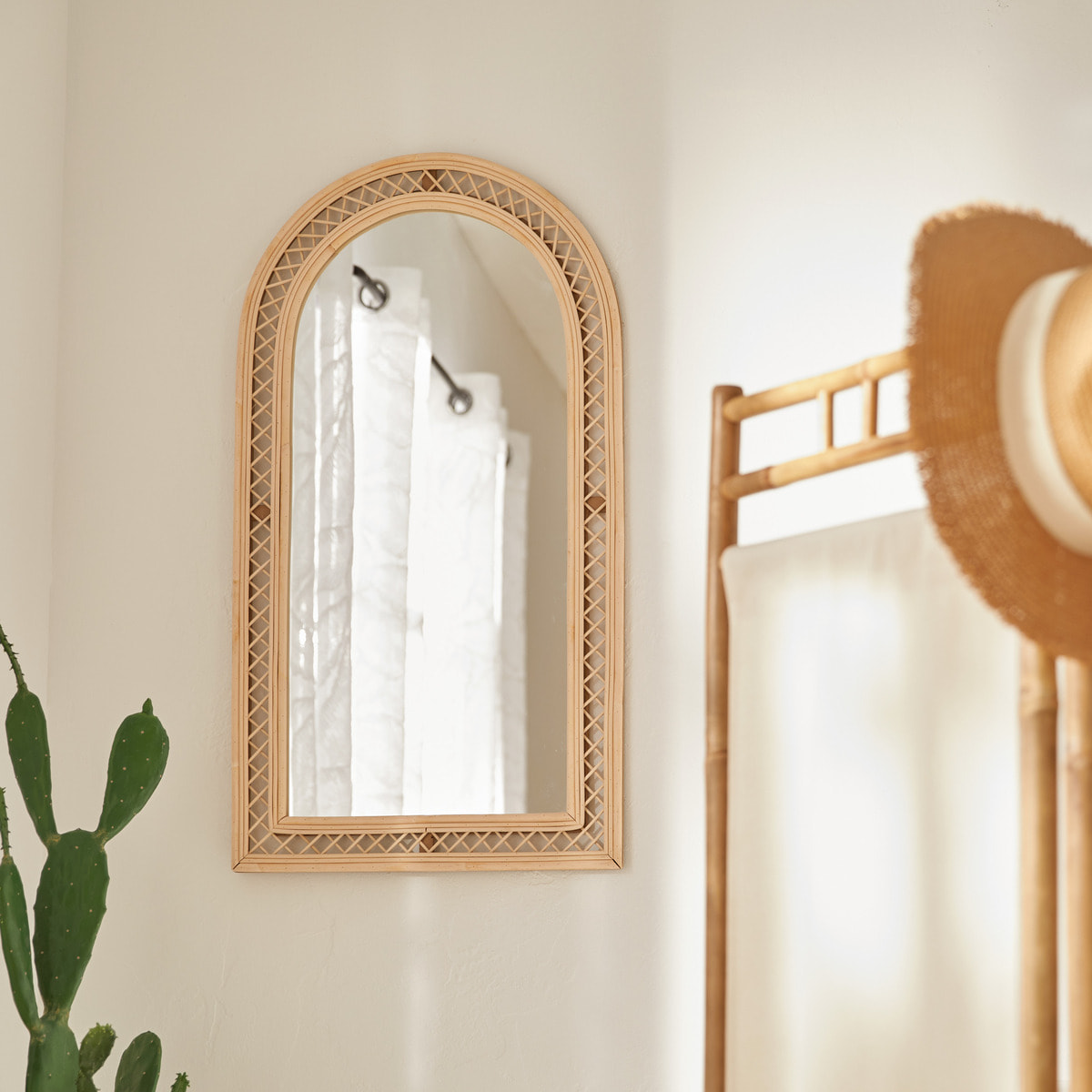 Miroir arche "Anahi" rotin marron 87x47cm