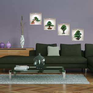 Stickers muraux 3D | Sticker Mural Autocollant effet 3D bonsai design - Stickers adhésifs 3D Chambre Salon Trompe l'oeil