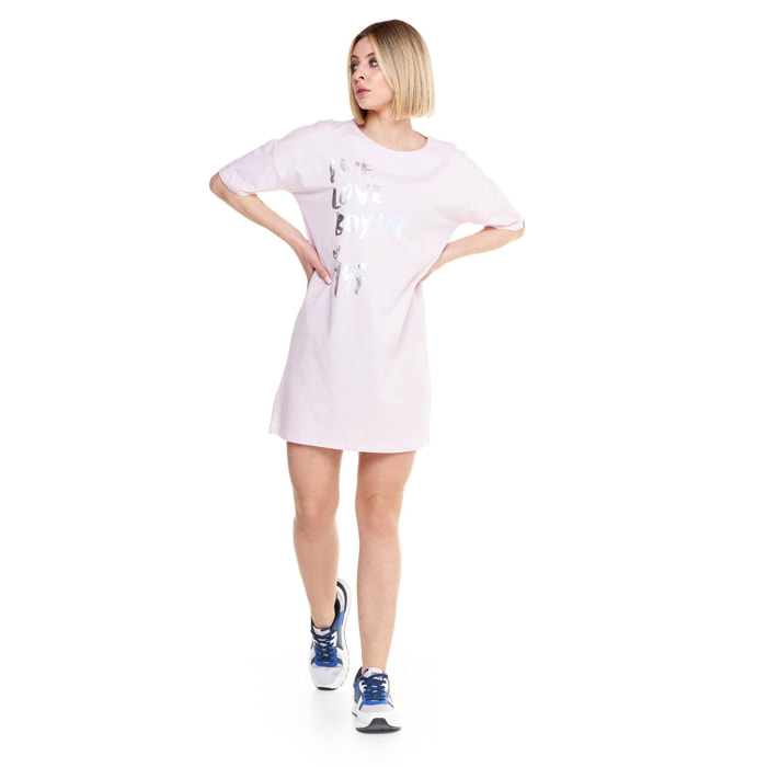 Camiseta maxi de manga corta de mujer brillante