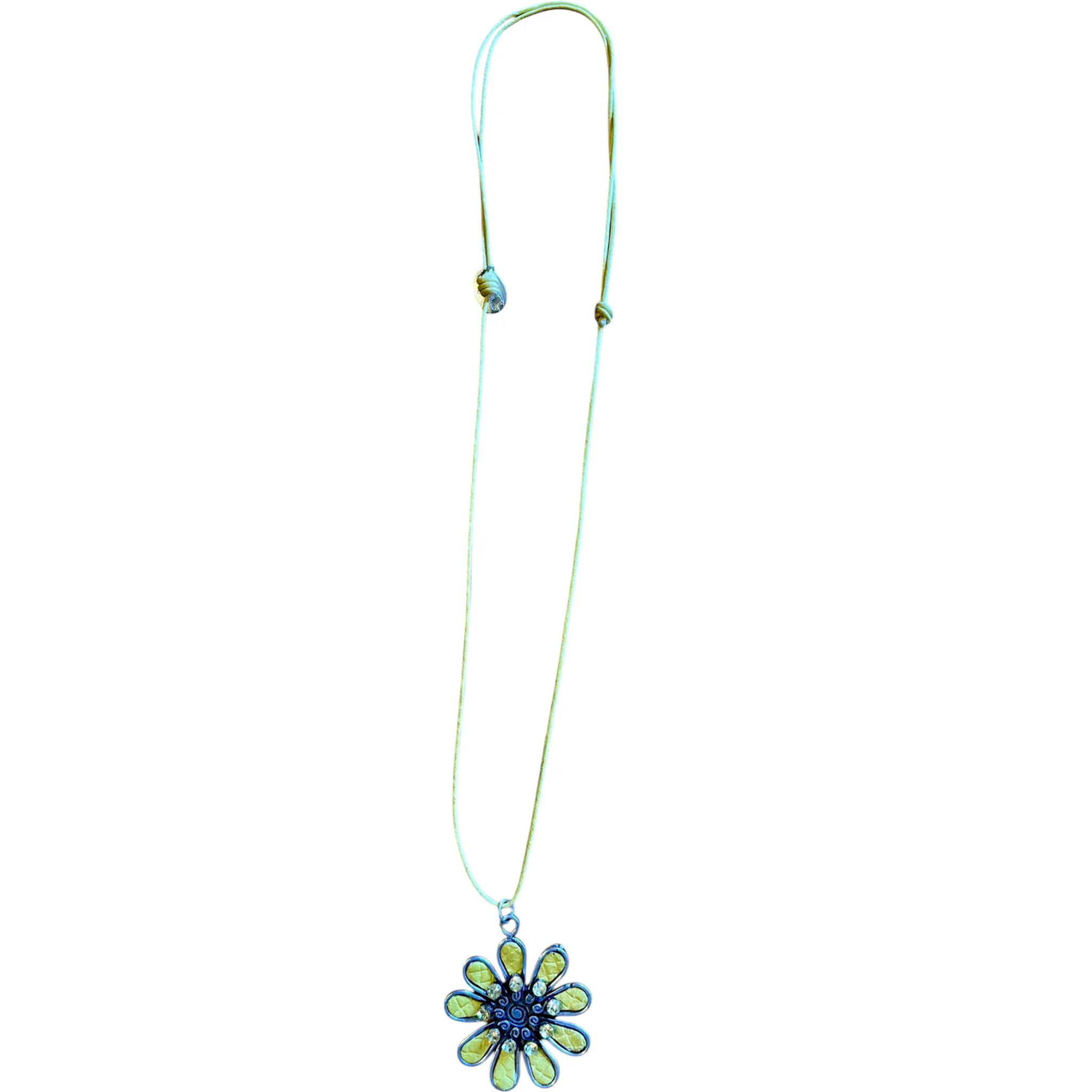 Collar largo margarita color con cristal de Sw Amarillo