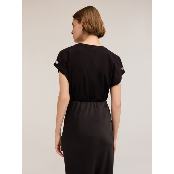 Motivi - Camiseta estilo kimono con piedras en las mangas - Negro