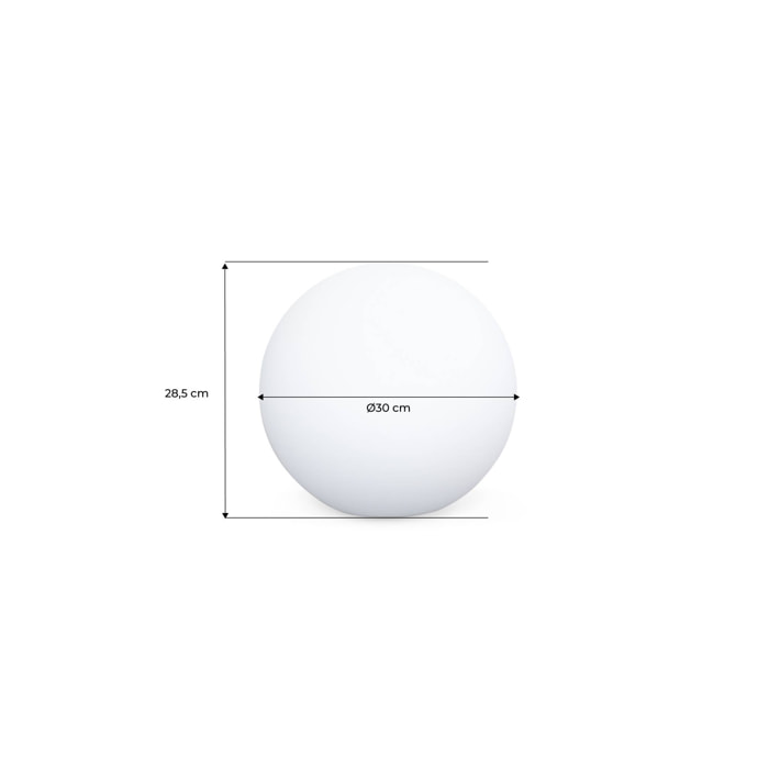 Boule LED 30cm – Sphère décorative lumineuse. Ø30cm. blanc chaud. commande à distance