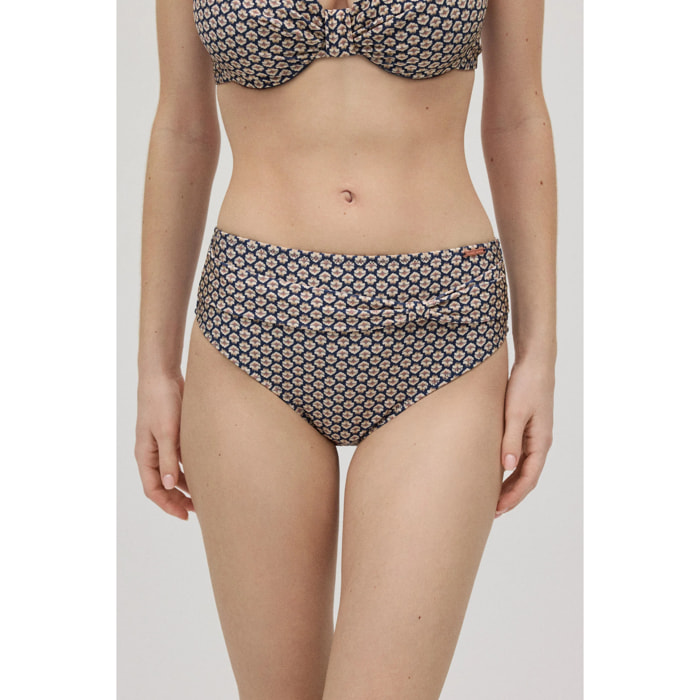 Slip bikini a vita alta con stampa glitterata