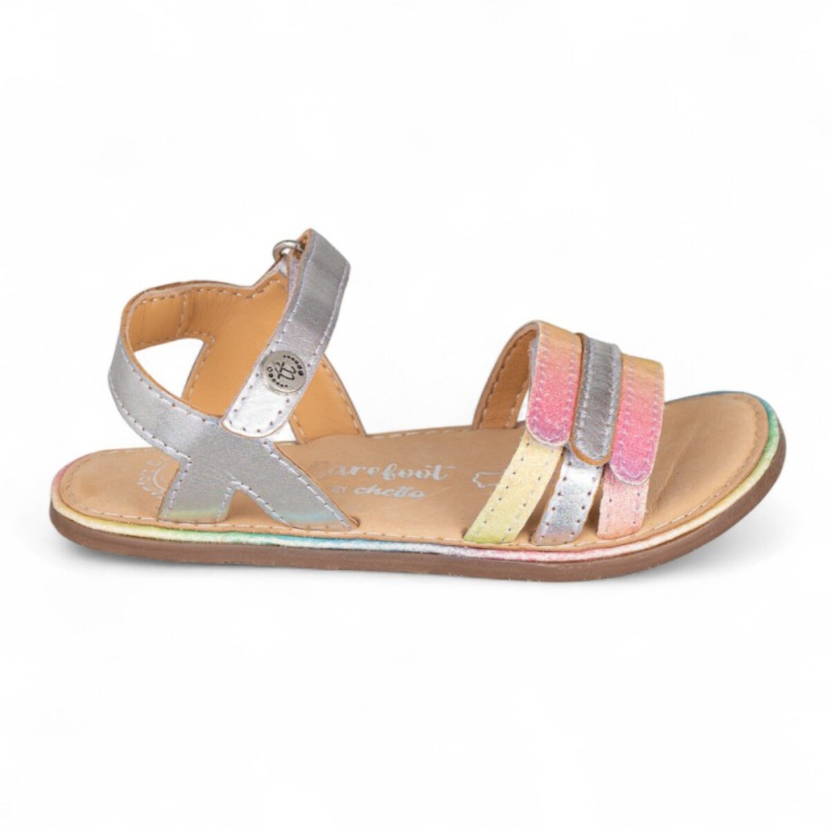 SANDALIA BAREFOOT PIEL CHETTO TIRAS METALIZADAS PLATA