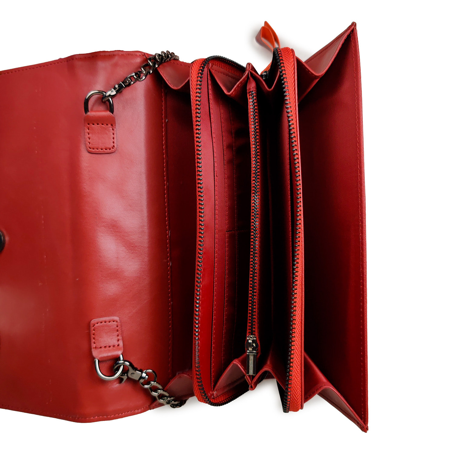 Borsa Donna in vera pelle Made in Italy colore Rosso dimensioni cm 25x13x3