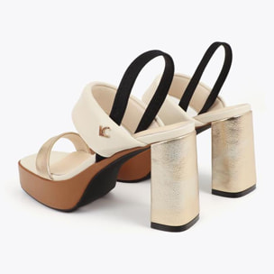 Sandalo con tacco e cinturini tricolore