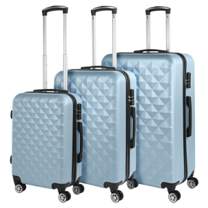 Juego De Maletas Rígidas Abs Itaca Diamond Azul Claro