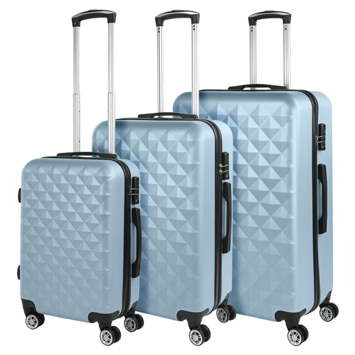 Juego De Maletas Rígidas Abs Itaca Diamond Azul Claro