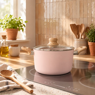 Faitout 20cm avec revêtement céramique rose - tous feux COLORAMA