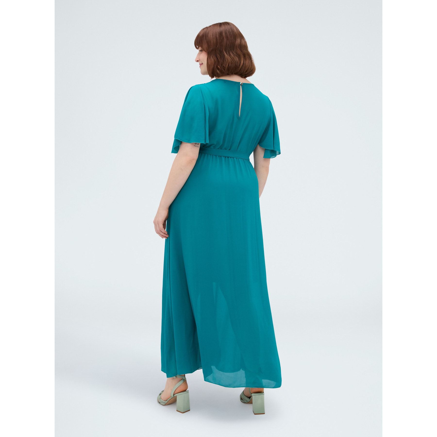 Fiorella Rubino - Vestido DREAM en georgette con escote en V - Green Water