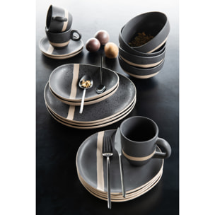 J-Line tasse + sous-tasse - céramique - noir/taupe