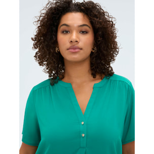 Fiorella Rubino - Camiseta de mezcla de lyocell con botones - Green Water