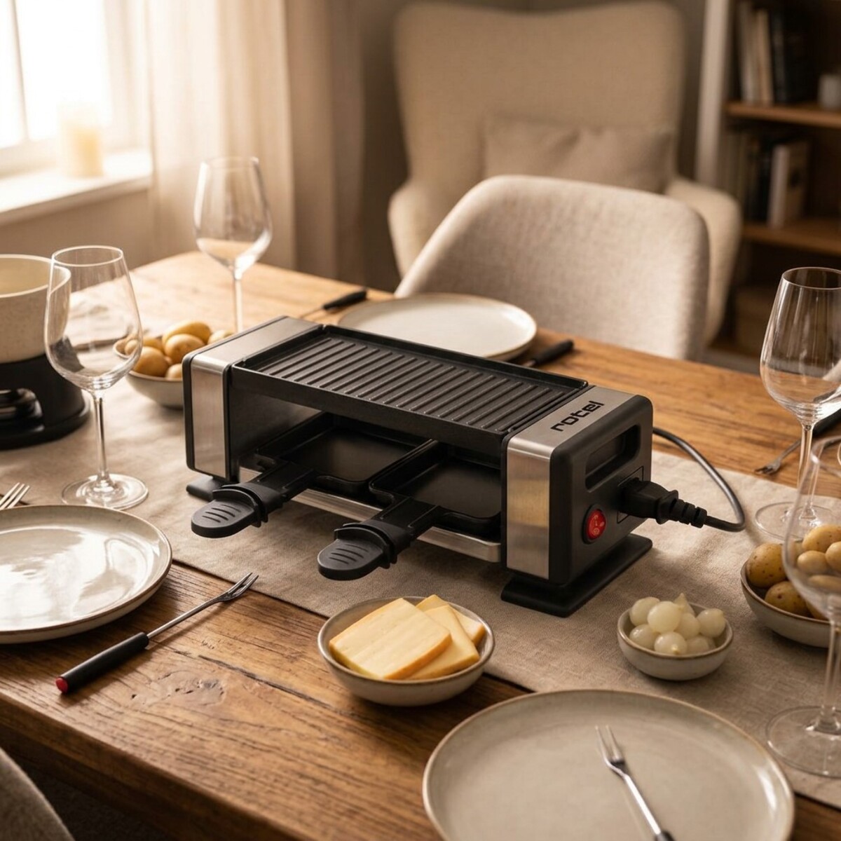 Lot de 2 appareils à raclette 2 personnes raccordables Rotel