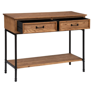 Console "Danik" - 2 tiroirs - bois et métal
