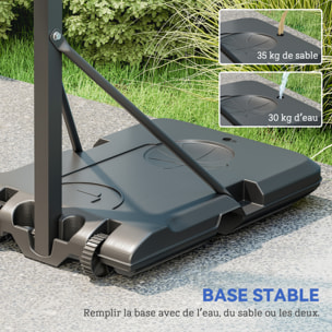 Panier de basketball sur pied hauteur réglable H.146-236 cm lestage roulettes bleu noir