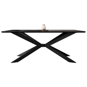 Casey - table à manger - plateau effet marbre - pieds en métal - 4 à 8 personnes - Noir