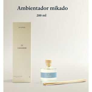Set de 4 difusores mikado de 200ml aromas a cashmere-vainilla de madagascar-jazmín blanco-cedro scalpers