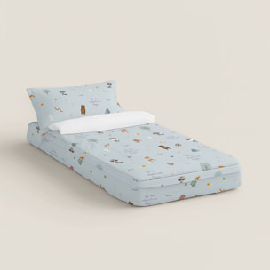 Saco Nórdico Estampado - Infantil - Con cremallera - Incluye 1 Funda de Almohada - 100% Algodón - Aventura Bosque