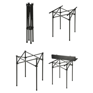 Well Home Mesa Plegable en Metal color Negro 70x70x69cm
