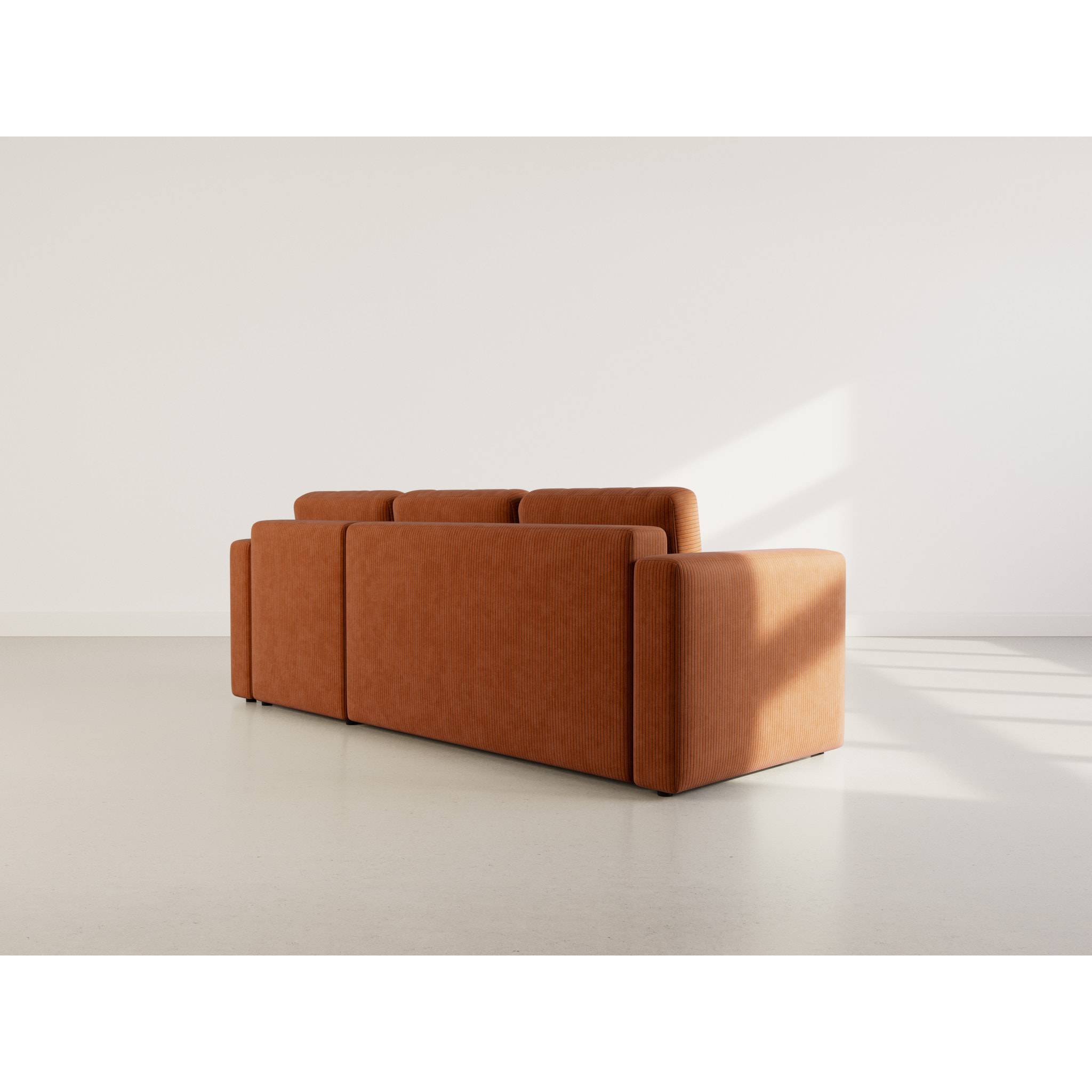 Canopy - canapé d'angle réversible 4 places convertible avec coffre en velours côtelé - Terracotta