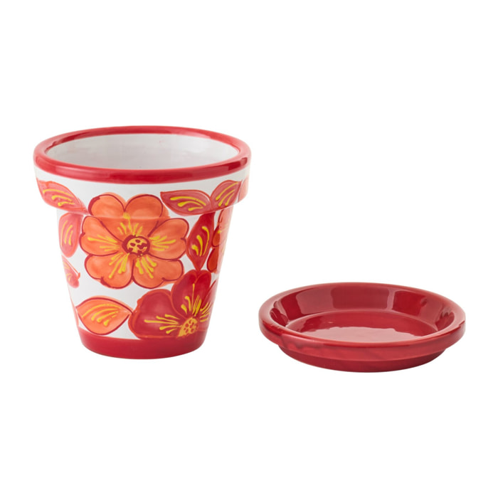 J-Line Cache-pot - céramique - orange/blanc - small
