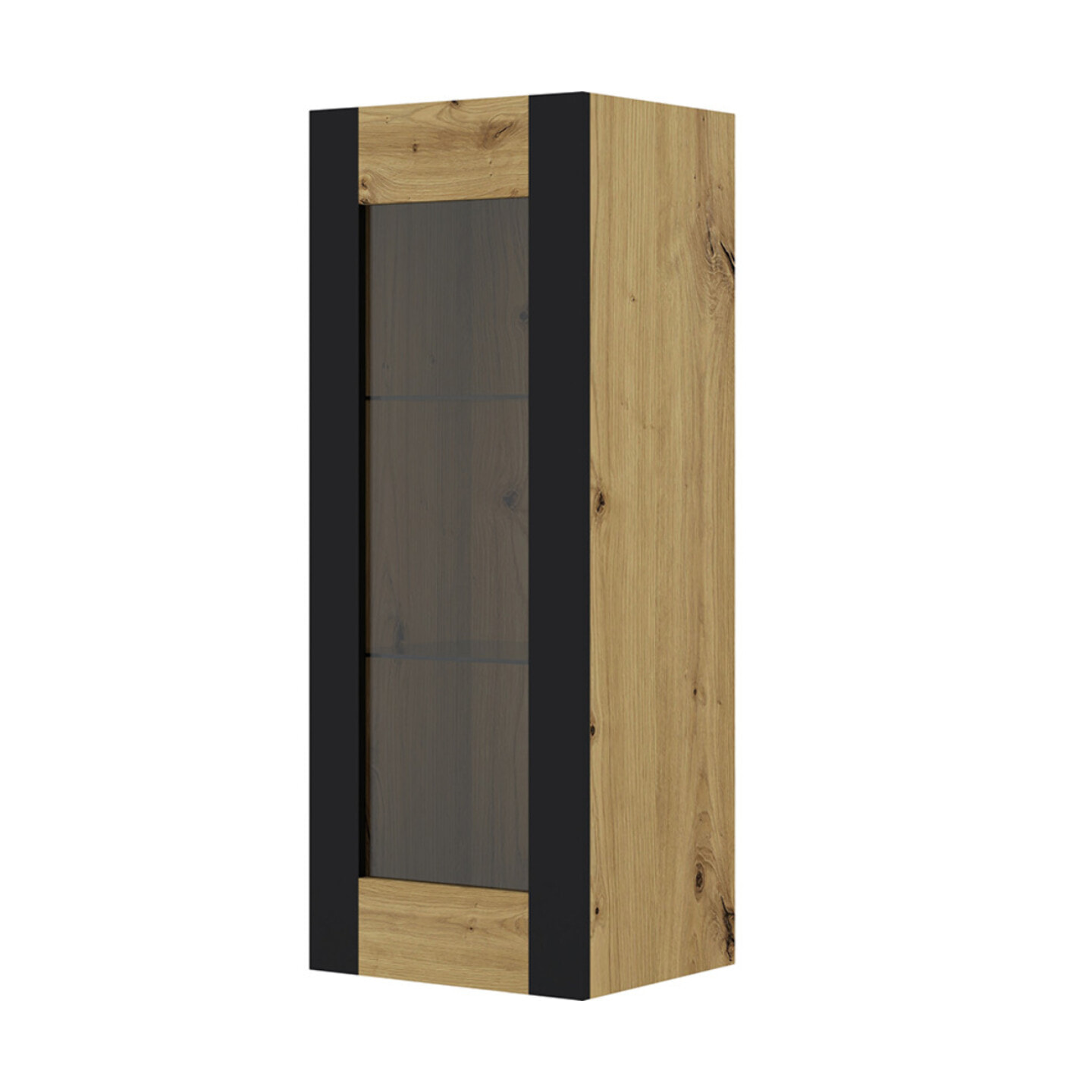 Pedro - vitrine suspendue - bois et noir - 125 cm - Bois / Noir
