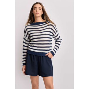 Kocca - Maglia a maniche lunghe a righe Donna, Righe, Girocollo