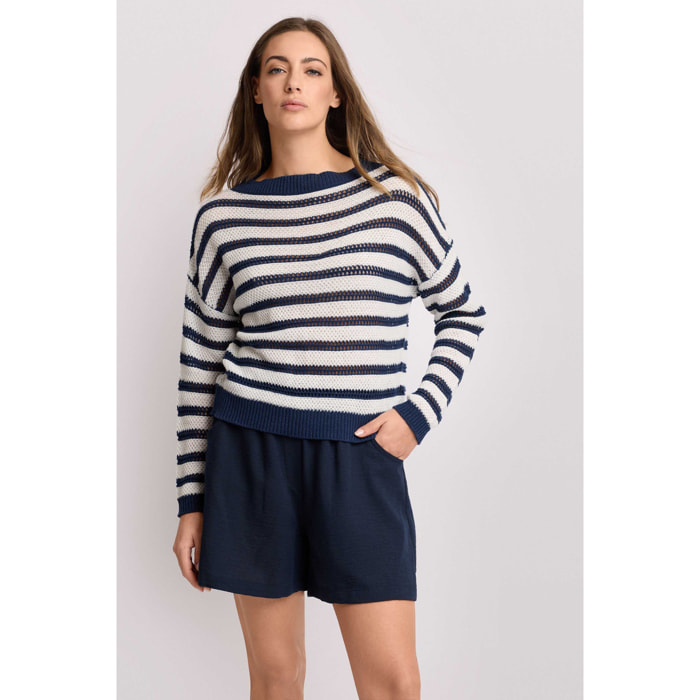 Kocca - Maglia a maniche lunghe a righe Donna, Righe, Girocollo