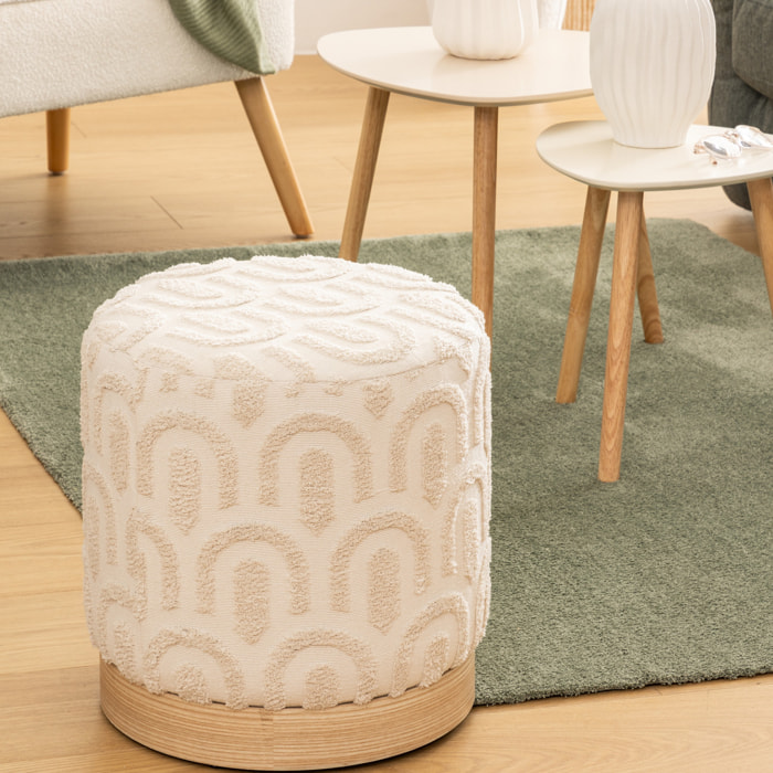 Pouf "Copas" blanc D38x38cm