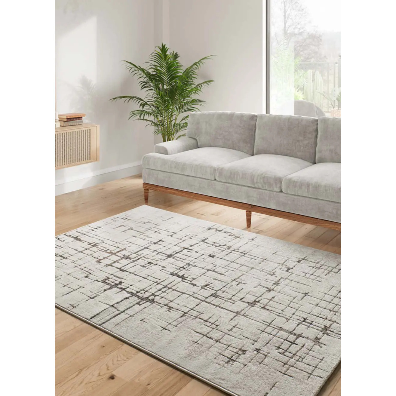 CERES Alfombra moderna de pelo corto crema, varias medidas disponibles.