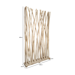 Paravent en bois de teck blanchi H180 cm - JESSIE