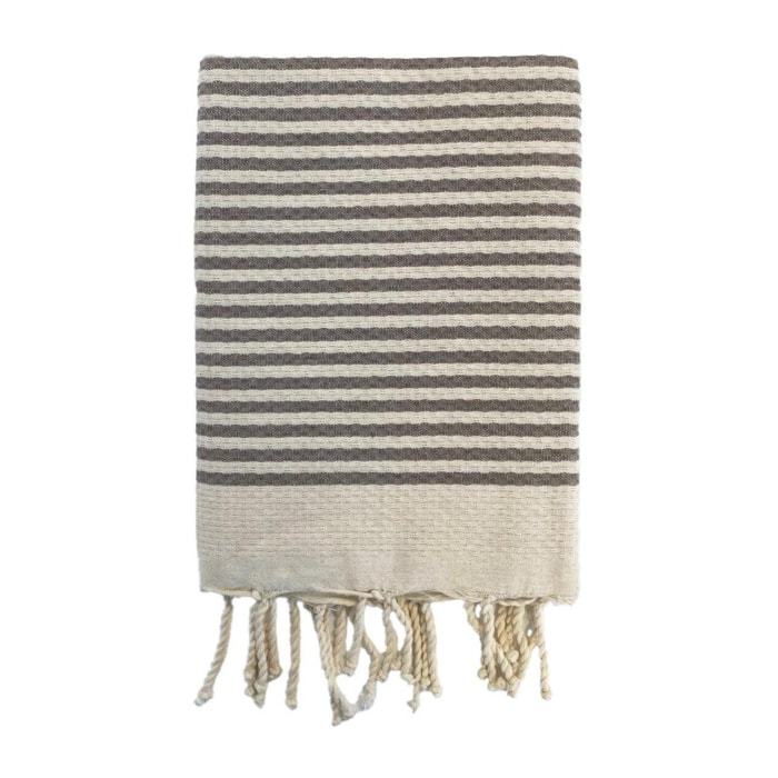 Fouta nid d’abeille traditionnelle L - Yadara Taupe - 190g/m²