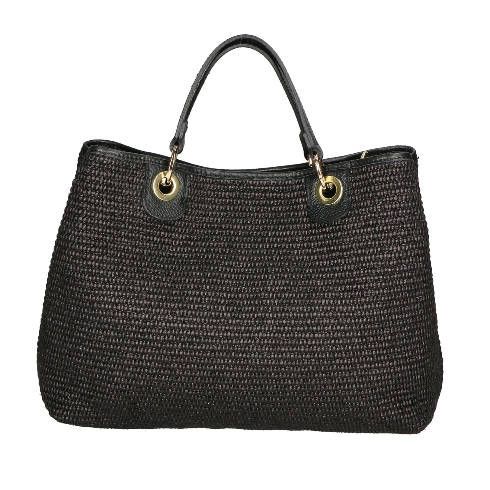 Borsa a mano da donna - Modello False - Paglia & Pelle - 30.0 x 37.5 x 16.0 cm