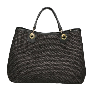 Borsa a mano da donna - Modello False - Paglia & Pelle - 30.0 x 37.5 x 16.0 cm