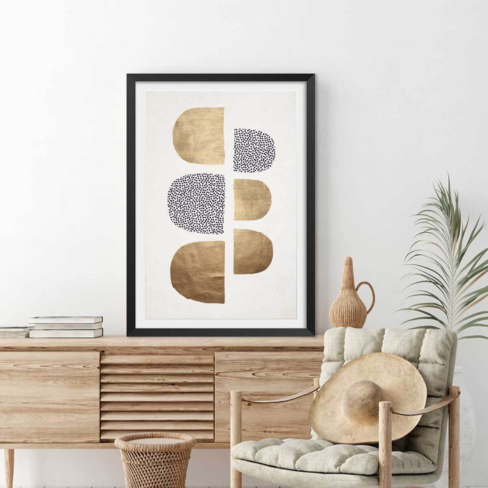 Affiche dessin ""Bauhaus Glitter"" Affiche + cadre en bois - Noir