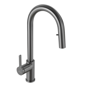 Timeless mitigeur d'évier à levier en acier inoxydable avec douchette extractible, monotrou, gun metal brossé (TMLKF285BGM)