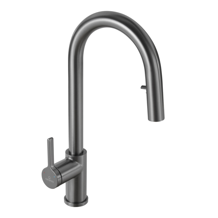 Timeless mitigeur d'évier à levier en acier inoxydable avec douchette extractible, monotrou, gun metal brossé (TMLKF285BGM)