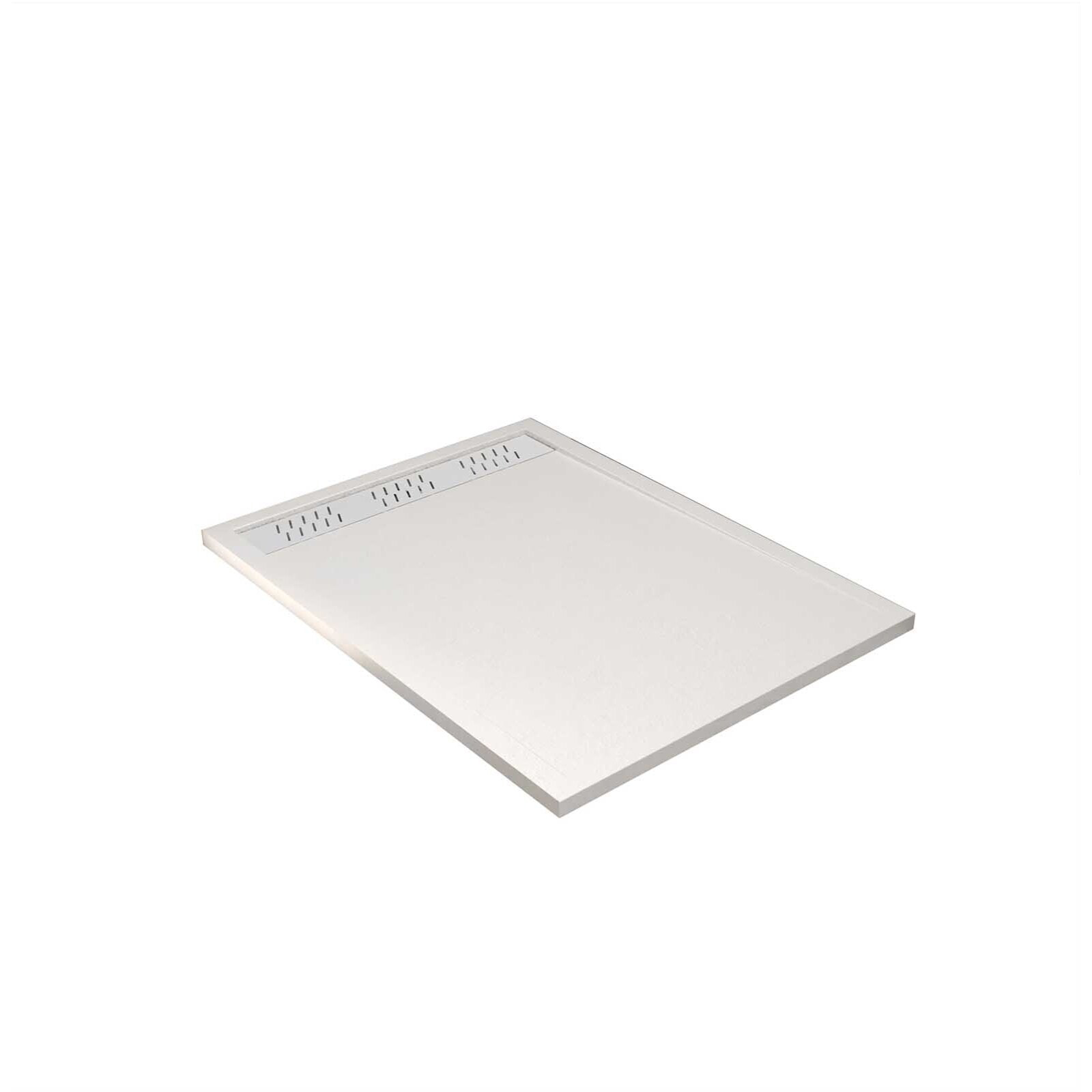 Receveur de douche en résine blanc 80x120x3 cm effet pierre granit + grille linéaire blanche mate