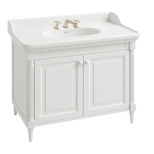 Pack meuble vasque 3 trous Cléo 1889 blanc velours + mélangeur croisillons or