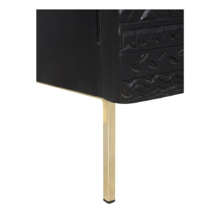 Armoire gravée en bois noir et métal doré - Chimane