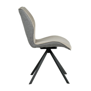 Chaise rotative 360° bicolore en velours et tissu & pieds en métal - 3 coloris - FLORENCE