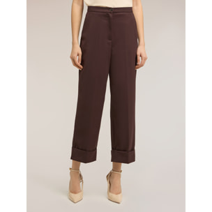 Motivi - Pantaloni cropped con risvolto - Marrone