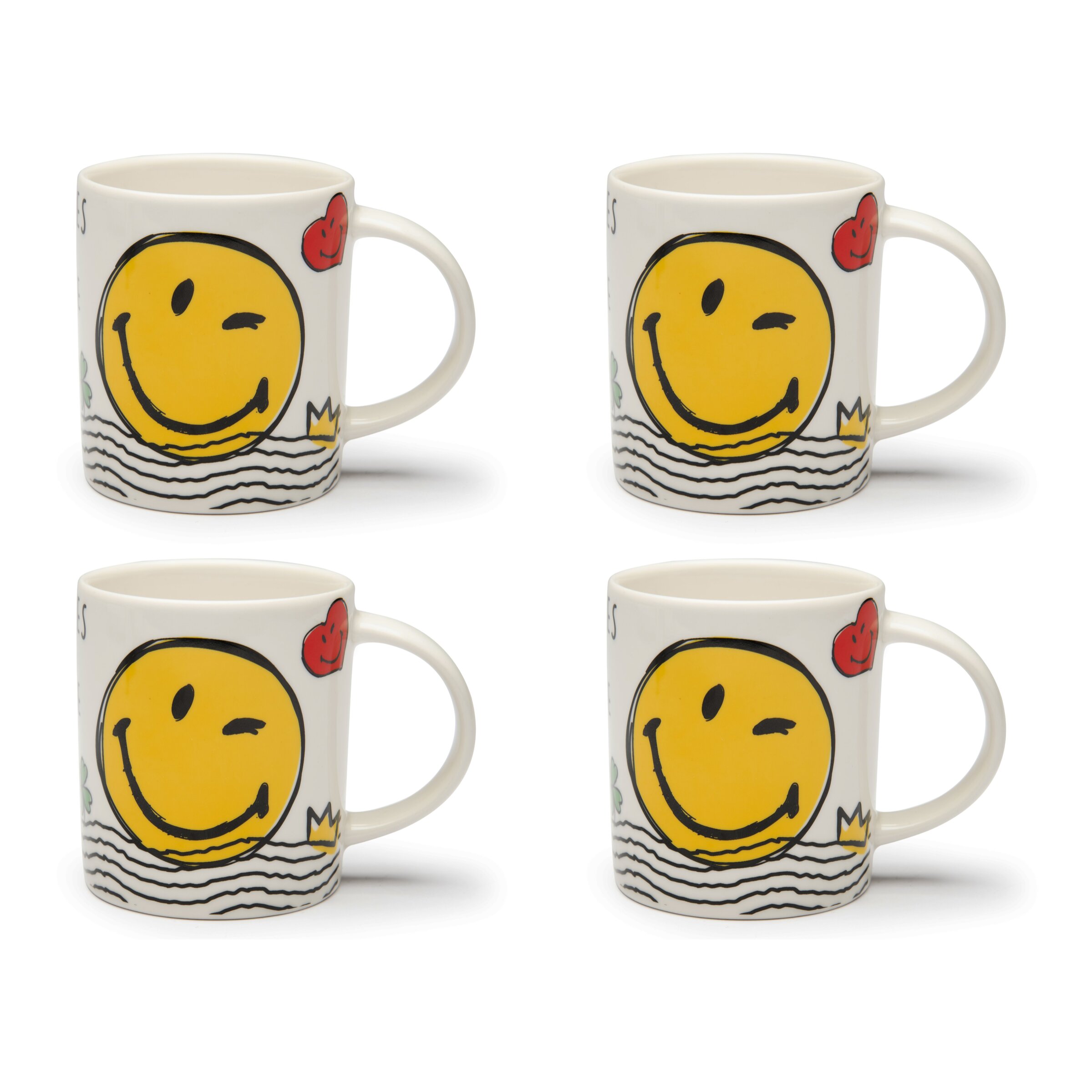Set de 4 Mugs Excelsa – Smiley World, New Bone China Multicolore